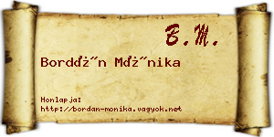Bordán Mónika névjegykártya